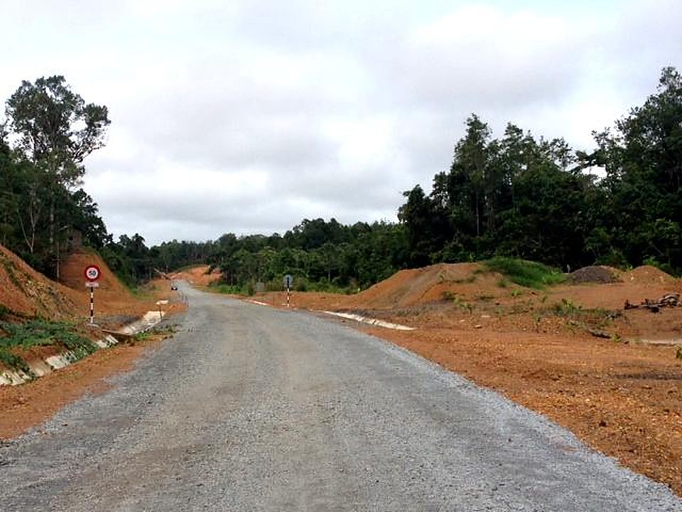 Completed rural road through cleared hillside